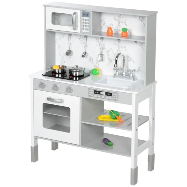 Vaikiška virtuvė Aiyaplay 70,1x28x96,1cm., baltos/pilkos spalvos 