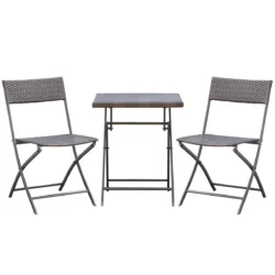 Sodo baldų komplektas iš 3 dalių Outsunny, juodos spalvos