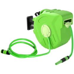 Automatinė žarnos ritė ir laistymo žarna Outsunny 45,5x15,5x35,5cm., žalios/juodos spalvos