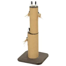 Kačių drąskyklė PawHut 35x35x78cm., šviesiai rudos/rudos spalvos