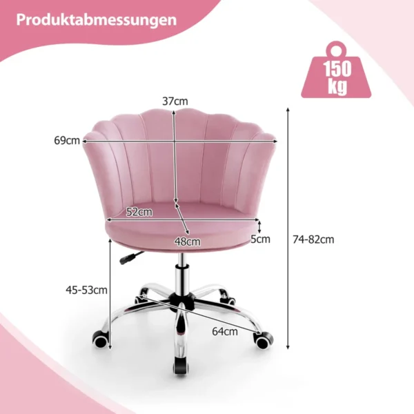 Biuro kėdė 69x64x82cm., rožinės/sidabrinės spalvos