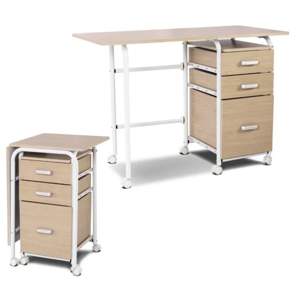 Rašomasis stalas 105x50x75cm., šviesiai rudos/baltos spalvos