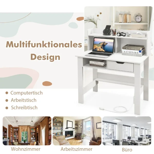 Rašomasis stalas 95x56x109,5cm., baltos spalvos