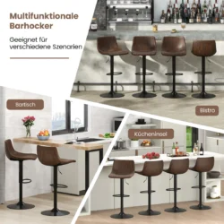 Rinkinys iš 2 baro kėdžių 47,5x43x105cm., rudos/juodos spalvos