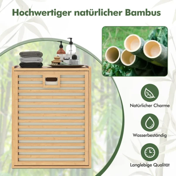 costwaybadregalmitwschekorb68lregalausbambusbadschrankmitablageausklappbarerkorbausstoffwschesammlerfrbadezimmerwaschkchenatur50x35x64cm_1752197578700_image_5.webp Skalbinių krepšys 50x35x64cm., šviesiai rudos spalvos