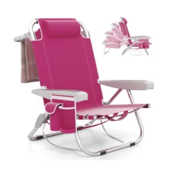 Paplūdimio kėdė 66x65x78cm., rožinės/baltos spalvos