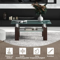 Skaidrus kavos staliukas 99,5x59,5x44,5cm., rudos spalvos