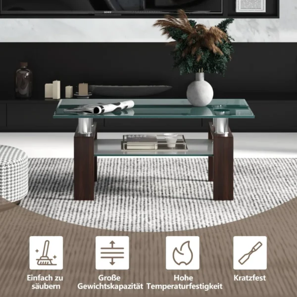 Skaidrus kavos staliukas 99,5x59,5x44,5cm., rudos spalvos