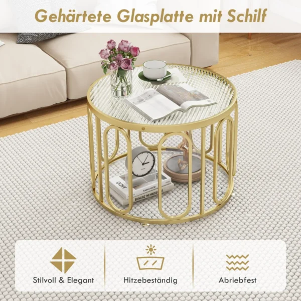 Kavos staliukas 60,5x60,5x44,5cm., auksinės spalvos