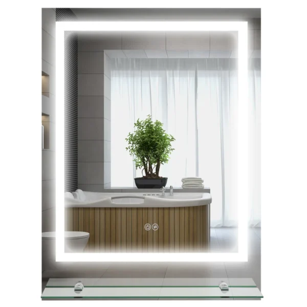 Vonios veidrodis su LED apšvietimu Kleankin 70x50x14,7cm., sidabrinės spalvos