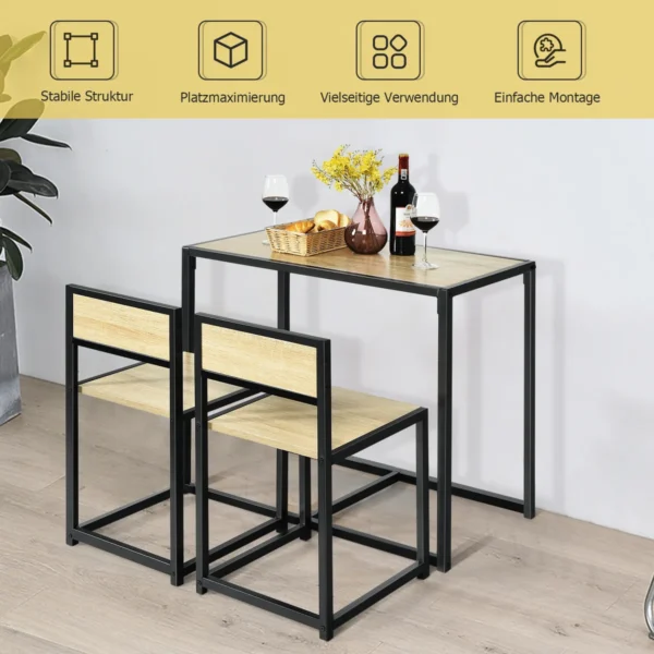 Valgomojo baldų komplektas 3 dalių, juodos/šviesiai rudos spalvos