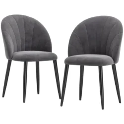 Rinkinys iš 2 valgomojo kėdžių Homcom 52x54x79cm., pilkos/juodos spalvos 