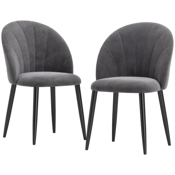 Rinkinys iš 2 valgomojo kėdžių Homcom 52x54x79cm., pilkos/juodos spalvos 