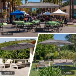 Lauko skėtis 270x460x240cm., tamsiai pilkos/juodos spalvos