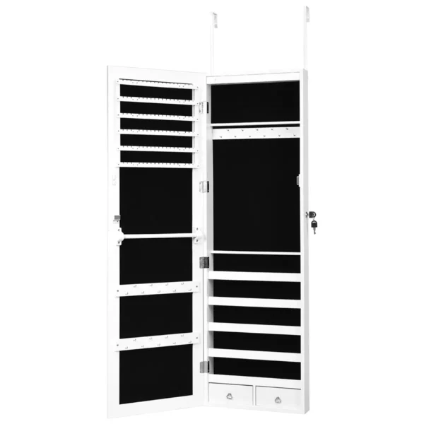 Pakabinamas veidrodis-papuošalų spintelė 37x8,5x120cm., baltos/juodos spalvos