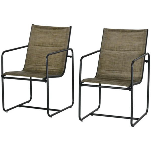 Rinkinys iš 2 sodo kėdžių Outsunny 54x66,5x88cm., juodos/rudos spalvos 
