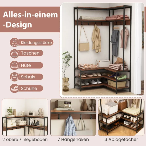 Drabužių kabykla 90x90x178cm., juodos/rudos spalvos