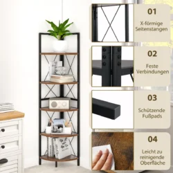 Pastatoma lentyna 35,5x35,5x159,5cm., juodos/rudos spalvos