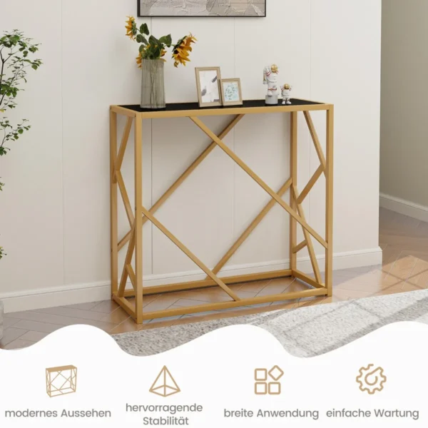 Konsolė 80x30x75cm., auksinės/juodos spalvos