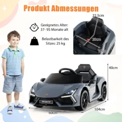 Vaikiškas elektrinis automobilis 104x60x40cm., tamsiai pilkos/juodos spalvos