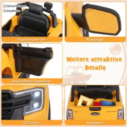 Vaikiškas elektrinis automobilis 105x64x60cm., geltonos/juodos spalvos