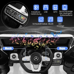 Vaikiškas elektrinis automobilis 67x114x53,5cm., baltos/juodos spalvos