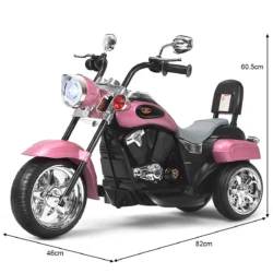 Elektrinis vaikiškas motociklas 46x82x60,5cm., juodos/rožinės spalvos