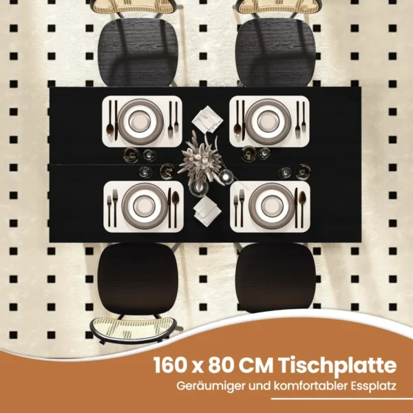 Valgomojo stalas 160x80x77cm., juodos spalvos