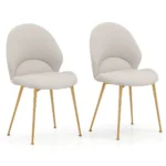 Rinkinys iš 2 valgomojo kėdžių 62x56x88cm., šviesiai pilkos/auksinės spalvos