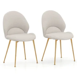Rinkinys iš 2 valgomojo kėdžių 62x56x88cm., šviesiai pilkos/auksinės spalvos