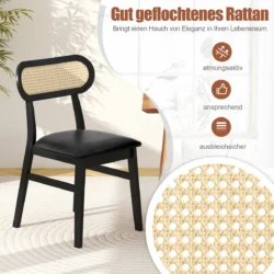 Rinkinys iš 2 valgomojo kėdžių 49x48x79cm., juodos/šviesiai rudos spalvos