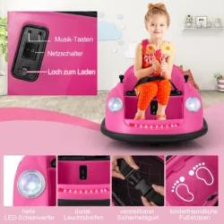 Vaikiškas elektrinis automobilis 76x58x39cm., rožinės/juodos spalvos