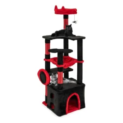 Draskyklė namelis 41x41x133cm., juodos/raudonos spalvos