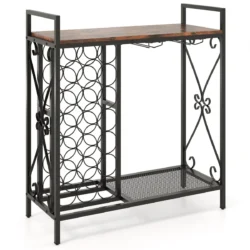 Vyno lentyna 93x38x102cm., rudos/juodos spalvos