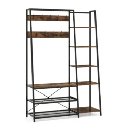 Drabužių kabykla 118x40x180cm., rudos/juodos spalvos