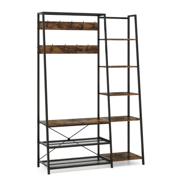 Drabužių kabykla 118x40x180cm., rudos/juodos spalvos