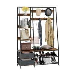 Drabužių kabykla 122x40x180cm., juodos/rudos spalvos
