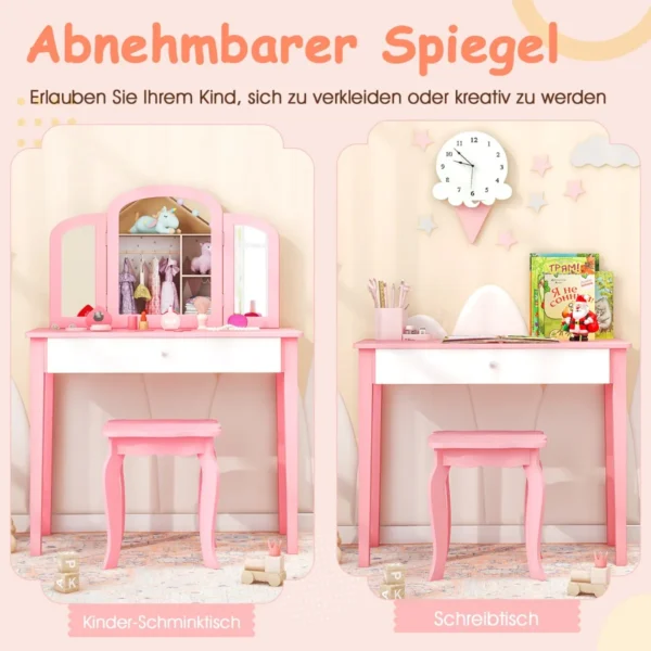 frisierkommode-schminkkommode-11542_4_.webp Vaikiškas tualetinis staliukas su kėdute, rožinės/baltos spalvos
