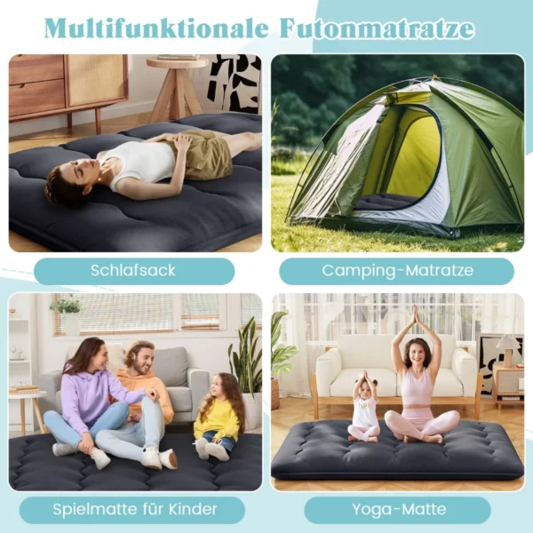 Japoniškas futonas 140x200cm., juodos spalvos