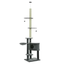 Kačių namelis drąskyklė PawHut 55x45x265cm., tamsiai pilkos/smėlio spalvos