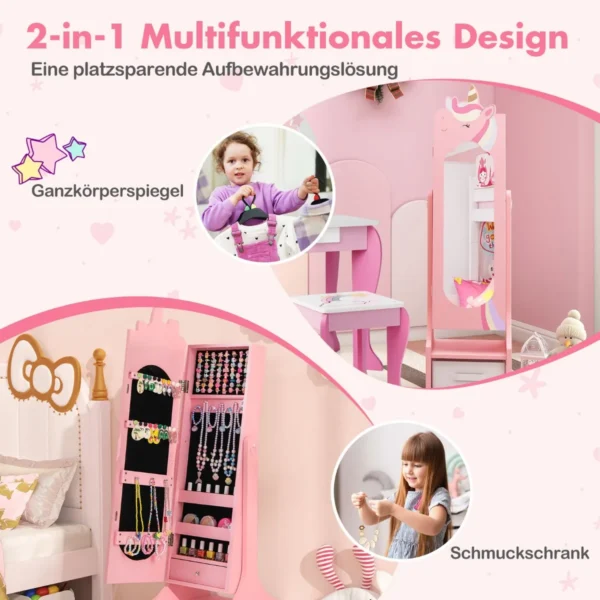 Vaikiškas veidrodis 31,5x30x115cm., rožinės/juodos spalvos