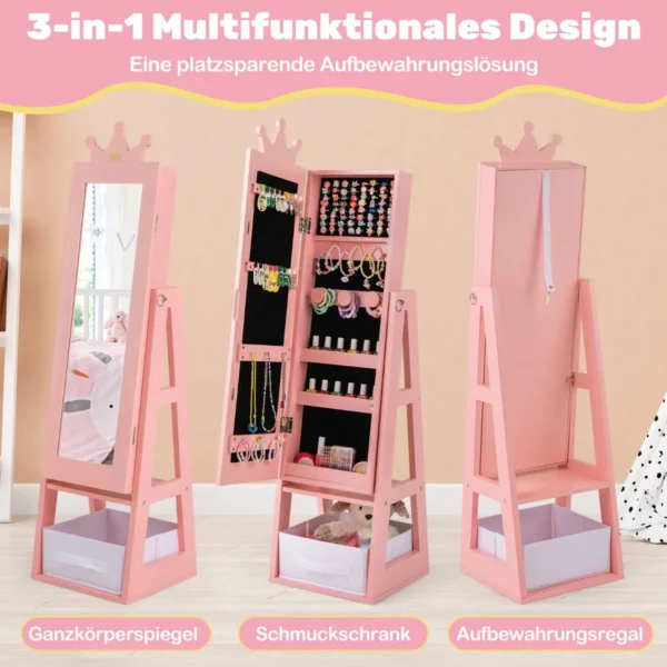 Vaikiškas veidrodis 31,5x30x115cm., rožinės/juodos spalvos