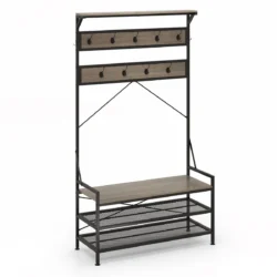 Drabužių kabykla 102x40x184cm., juodos/rudos spalvos