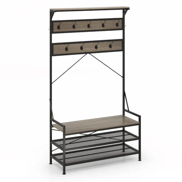 Drabužių kabykla 102x40x184cm., juodos/rudos spalvos