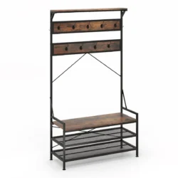 Drabužių kabykla 102x40x184cm., juodos/rudos spalvos