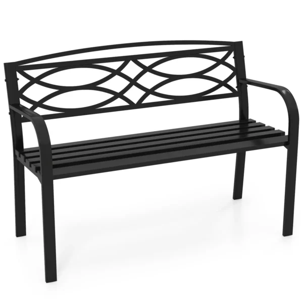 gartenbankmetallwetterfestesitzbankfr2personenbalkonbankmitrckenlehnearmlehne116x49x83cmschwarz_image_6.webp Sodo suoliukas 116x49x83cm., juodos spalvos