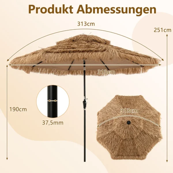 Lauko skėtis 313x251cm., rudos/juodos spalvos