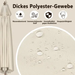 Lauko skėtis 270x248cm., smėlio spalvos