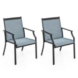 Rinkinys iš 2 sodo kėdžių 66x61x90cm., mėlynos/juodos spalvos