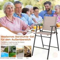 Rinkinys iš 2 sulankstomų kėdžių 53x69x112cm., juodos/smėlio spalvos